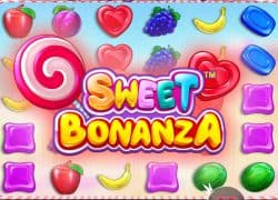 Casino Sweet Bonanza game with colorful candies and fruits.  Club Player Casino Online